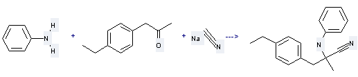 2-Propanone,1-(4-ethylphenyl)- can be used to produce 4-Ethyl-a-methyl-a-(phenylamino)benzolpropannitril